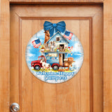 Letrero de bienvenida para campistas felices Letrero de bienvenida para puerta de entrada Pancarta de entrada principal Letrero de bienvenida - Decoración de porche delantero de madera - 933114H