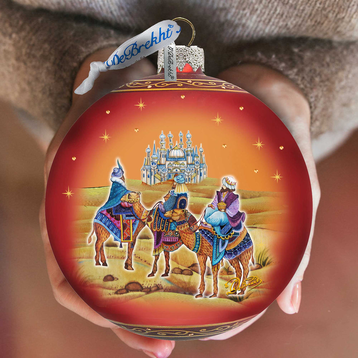 The Journey of the Three Wise Men Glass Ornament Limited Edition by G. DeBrekht - Inspirational Nativity Decor - 73860-3