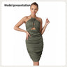 Women's Halter Sleeveless Solid Color Dress - Lootquake