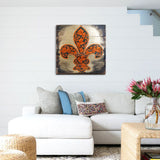 Cross Fleur De Lis Wooden Gold Plated Wall Art by Museum Icon - Inspirational Icon Decor - 85098