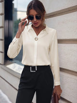 Fashionable Elegant Business Style Long Sleeve Shirt With Pearl Button - Lootquake