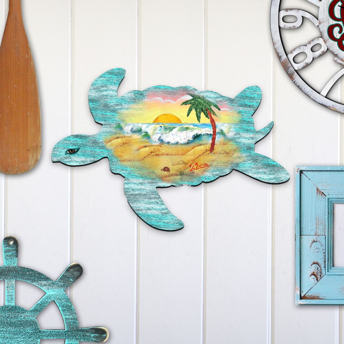 Sea Turtle Coastal Door Decor by G. DeBrekht - Coastal Holiday Decor - 8198518H