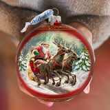 Adorno de cristal grande Speedy Sleigh de G.Debrekht, decoración navideña de Papá Noel y muñeco de nieve - 73959
