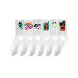 3/6/8/10/12 paires de chaussettes mi-longues avec graffitis et peinture au pistolet pour une mode, un confort et une durabilité personnalisés