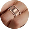 Glossy Trim Rhinestone Ring Titanium Steel - Lootquake