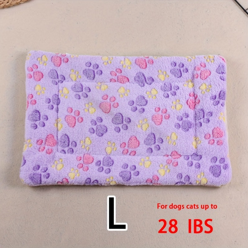 Manta rectangular para mascotas, resistente a la suciedad y para todas las estaciones - Cómoda cama con estampado de pata de perro y corazón (1 unidad)