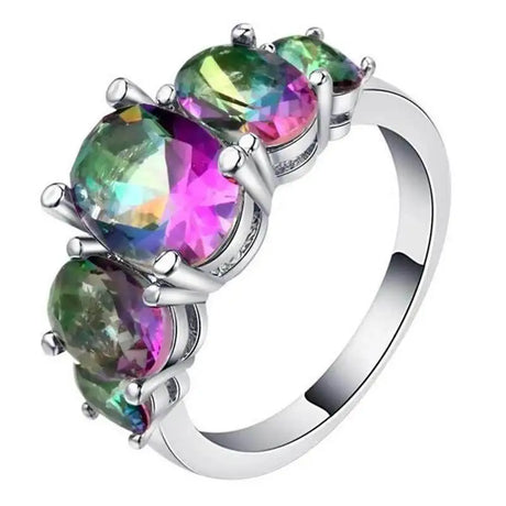 Colorful Elegant Zircon Copper Ring, Geometric Shape, For Men and Women - Lootquake