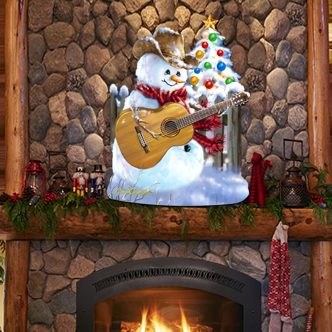 Guitar Rocker Snowman Christmas Door Decor by D. Gelsinger - Christmas Santa Snowman Decor - 8121120H-1531