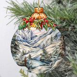 Beauty in Alaska's Snowy Peaks Wooden Ornaments by G.Debrekht - Wildlife Holiday Decor - 870036