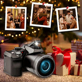 Appareil photo numérique NBD 64 MP pour la photographie et la vidéo, caméra de vlogging 4K avec écran rabattable de 3 pouces, zoom numérique 16x, Wi-Fi et autofocus, dragonne et trépied, 2 piles, carte TF 32 Go