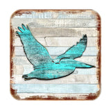 Juego de 4 posavasos de corcho de madera con diseño de pelícano de Nature Wonders - Decoración costera con motivos marinos - 8198611-9C-S4