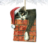 Adornos de madera de Papá Noel con el gato Peeking Tom - Adorno para árbol de Laura Seeley - Decoración para perros y gatos - 8512062-LS