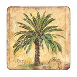 Palm Tree Coastal Wooden Cork Coasters Gift Set of 4 by Nature Wonders - Coastal Sea-Life Decor - 8198630C-S4