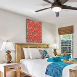 Arte rústico de pared de madera con flores rojas y azules de G. DeBrekht - Decoración floral ornamental - 95017B