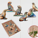 Magic Sea Lions Decorative Wooden Clip-on Ornaments Set of 6 by G. Debrekht - Wildlife Decor - 8090112C-S6