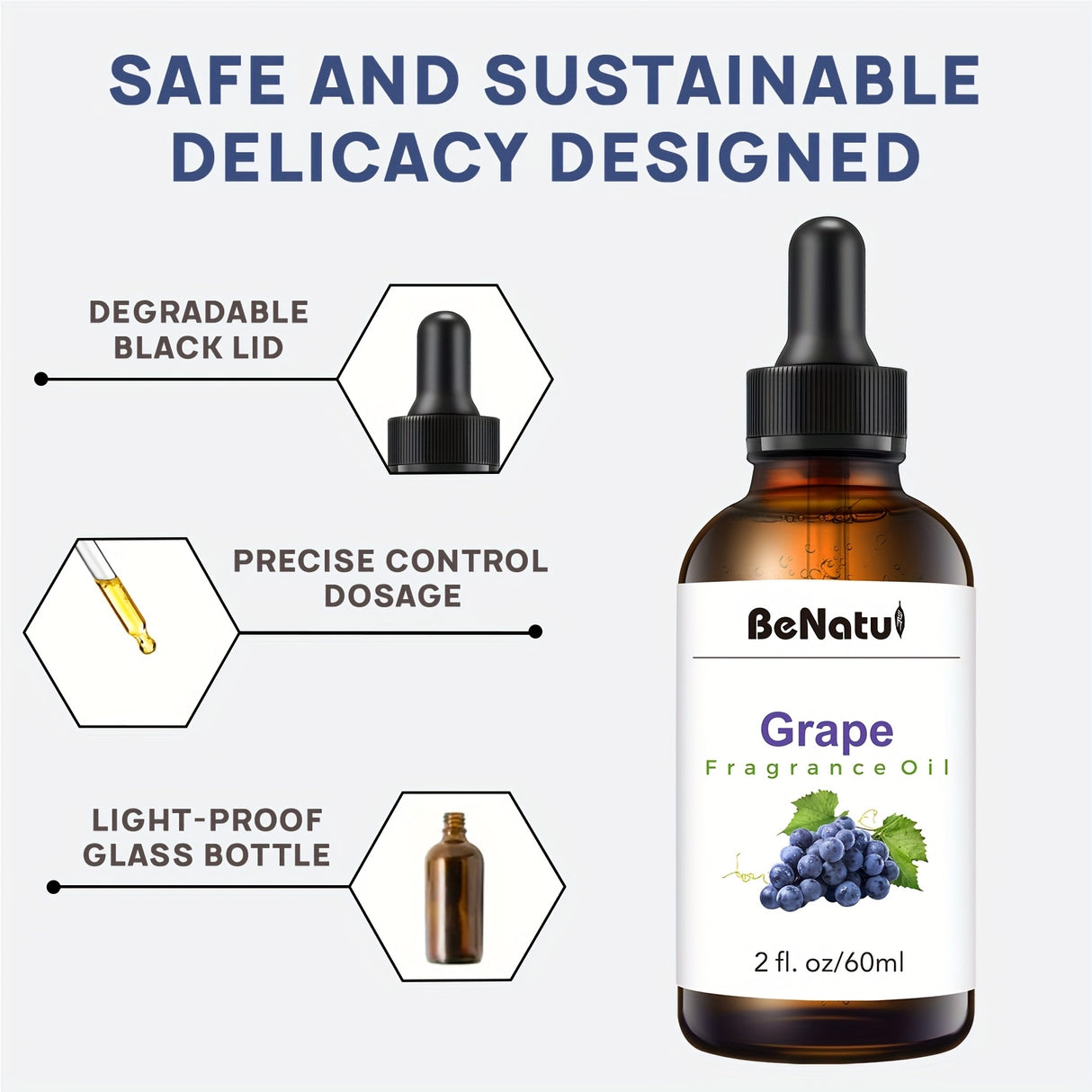 2.03oz Grape Fragrance Essential Oil - Fruity Scent, Aromatic Oil for Making Scented Candle Soap, Long-lasting Natural Essential Oil, Suitable for Diffusers, Humidifiers, DIY Candle Making, Women's Car Parts, A Gift for Women