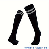 1 par de calcetines deportivos a rayas hasta la rodilla para niños: transpirables y cómodos para baloncesto, fútbol y running.