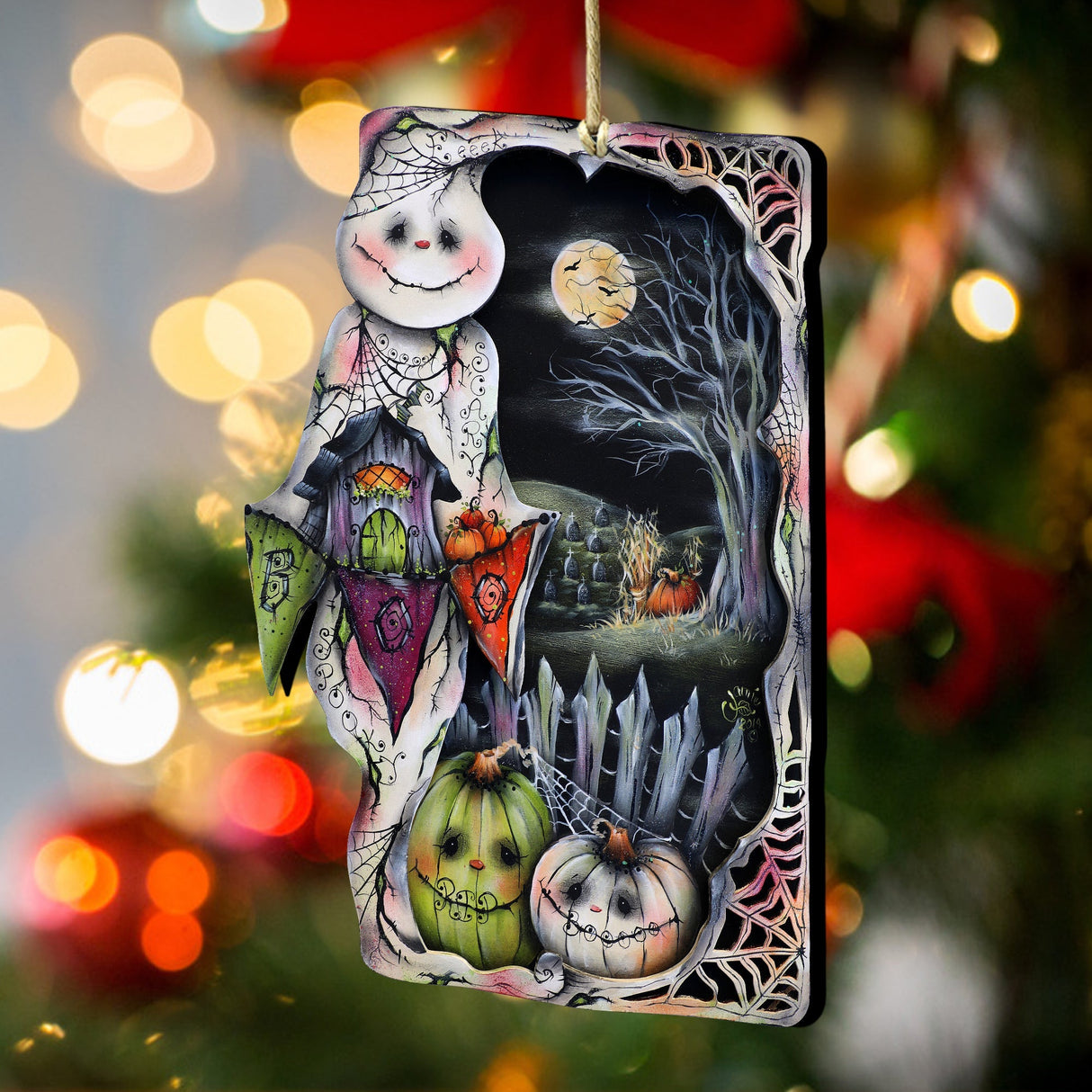 Night of the Pumpkins Wooden Ornaments by Jamie Mills-Price Halloween Decor - 8611078-MP