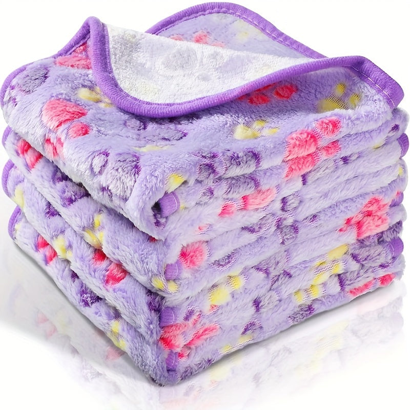 1pc Pet Blanket Dog Puppy Blanket Paw Print Coral Fleece Flannel Blanket Warm Soft Sleep Dog Blanket