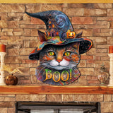 Halloween Cat in a Hat Holiday Door Decor by G. DeBrekht - Halloween Decor - 8652792H