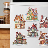Christmas Houses Decorative Wooden Magnets Set of 6 by G. Debrekht - Christmas Decor - 8090024G-S6