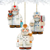 Juego de 3 adornos de madera de agradecimiento para Papá Noel de G. DeBrekht - Decoración navideña de muñeco de nieve de Papá Noel - 8100013S3