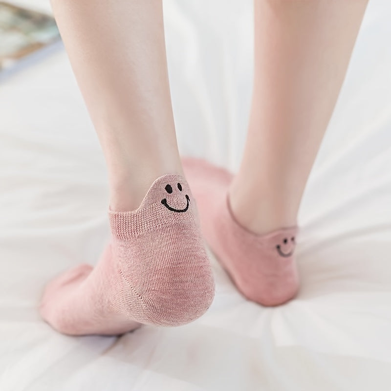 10 Pairs of Stylish Embroidered Ankle Socks - Soft & Breathable, Low Cut Design for Women - Comfy Everyday Wear, Assorted Patterns, One Size