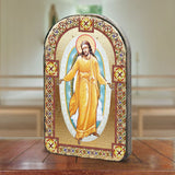 Icono religioso cristiano sagrado de madera bañado en oro de la Resurrección - Decoración inspiradora - 86059
