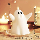 Vela artesanal con aroma a fantasma de Halloween: aroma a lavanda, mecha única, diseño de tarro con detalle de lazo.
