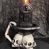 Bougie parfumée en forme de pierre tombale, crâne effrayant – Décoration d'Halloween, mèche simple, cire de soja, forme irrégulière, récipient anti-basculement
