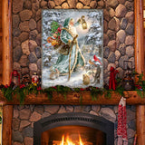 Arte mural de madera de San Nicolás de D. Gelsinger - Decoración navideña de Papá Noel y muñeco de nieve - 95679B-DG