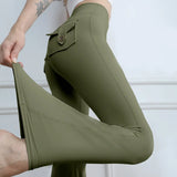 Yoga Fitness Flared Pants With Pockets Ins Fashion Slim High Waist Sports Trousers  Scrunch Butt Booty Workout Lifting Leggings - Lootquake