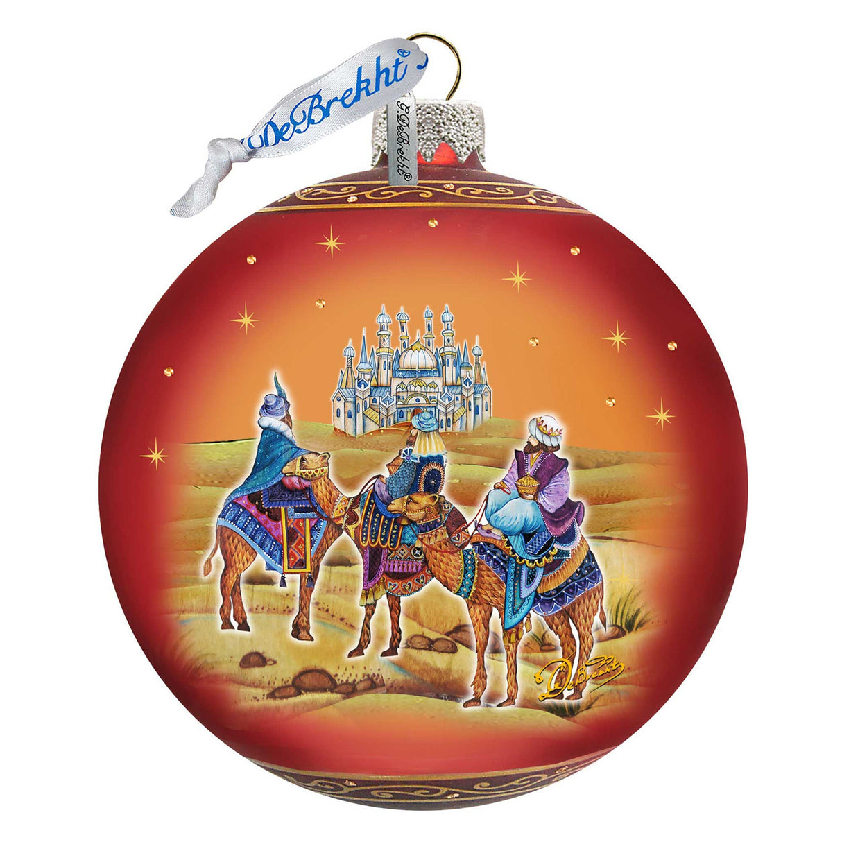 The Journey of the Three Wise Men Glass Ornament Limited Edition by G. DeBrekht - Inspirational Nativity Decor - 73860-3