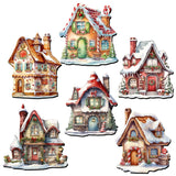 Christmas Houses Decorative Wooden Magnets Set of 6 by G. Debrekht - Christmas Decor - 8090024G-S6