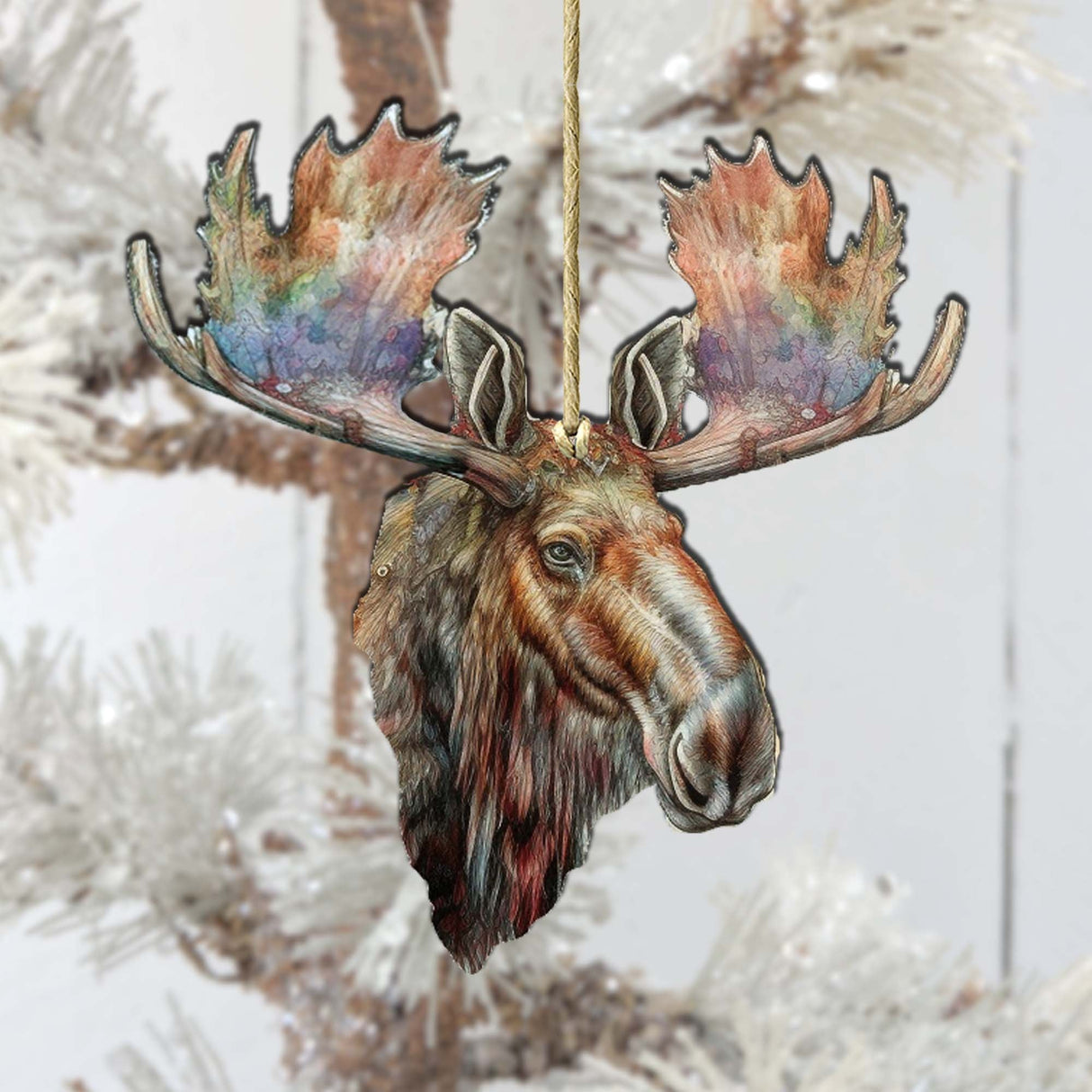 Mighty Moose Of Alaska Wooden Ornaments by G.Debrekht - Wildlife Holiday Decor - 8710108-2