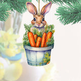 Bunny with Basket of Carrots Wooden Ornaments by G. DeBrekht Easter Spring Decor - 8652769