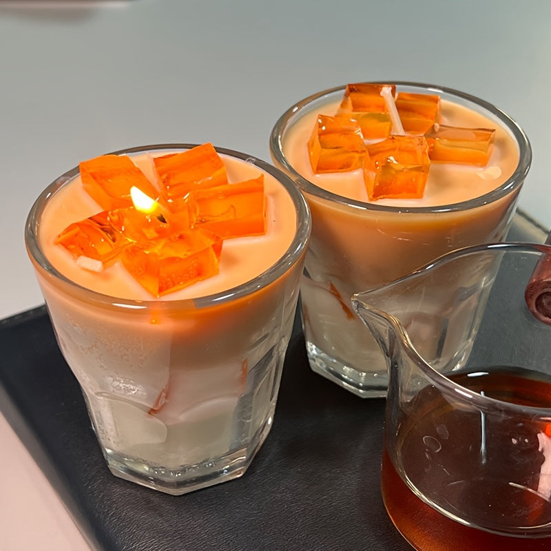 1pc, 300g Caramel Latte Scented Candle, Handcrafted Soy Wax, Indoor Use, Crystal Accents, Oval Shape, Aromatherapy, Perfect for Home Decor, Suitable for Christmas, Halloween, Easter, Hanukkah, Thanksgiving, 0.26-2.64gal Capac