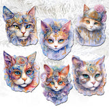 Cats Masks Decorative Wooden Clip-on Ornaments Set of 6 by G. Debrekht - Christmas Decor - 8090033C-S6
