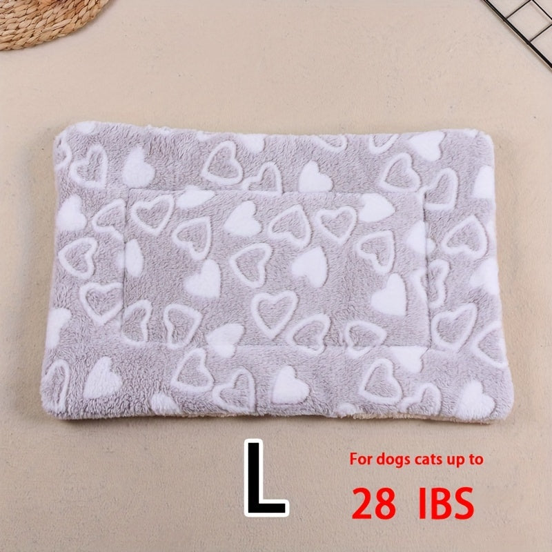 Manta rectangular para mascotas, resistente a la suciedad y para todas las estaciones - Cómoda cama con estampado de pata de perro y corazón (1 unidad)