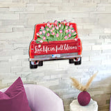 Blooming Love Truck Wooden Door Hanger Wall by G. DeBrekht - Love Family Kids Decor - 8191165H