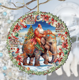 Adornos de madera con corona de Papá Noel y elefante de G. Debrekht: decoración navideña con Papá Noel y muñeco de nieve - 8611043