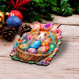 Eggs and Bunnies Decorative Wooden Clip-on Ornaments Set of 3 by G. Debrekht - Easter Decor - 8091057C-S3