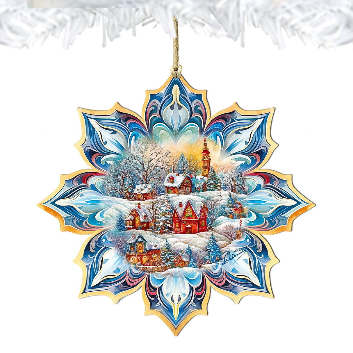 Adornos de madera con copos de nieve de G. Debrekht - Decoración navideña - 8688418