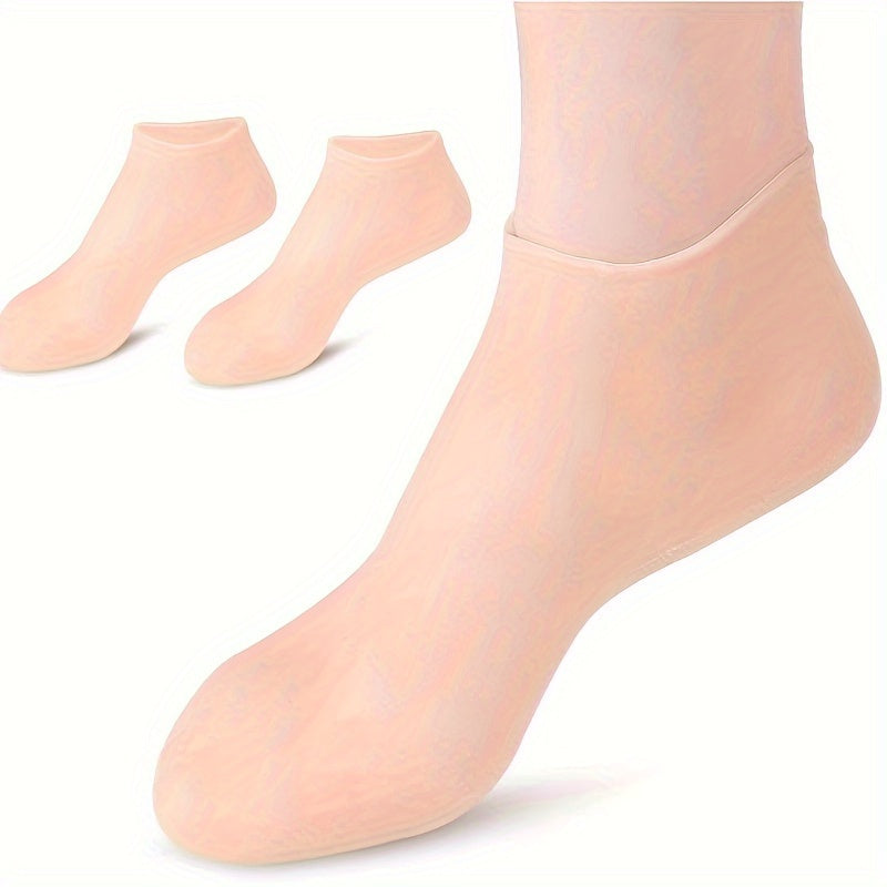 1 par de calcetines hidratantes de gel de silicona ultrasuave: hidratan y nutren los pies secos, los talones agrietados y la piel áspera con comodidad sin aceite y con aloe vera. Perfectos para pedicura y uso diario.