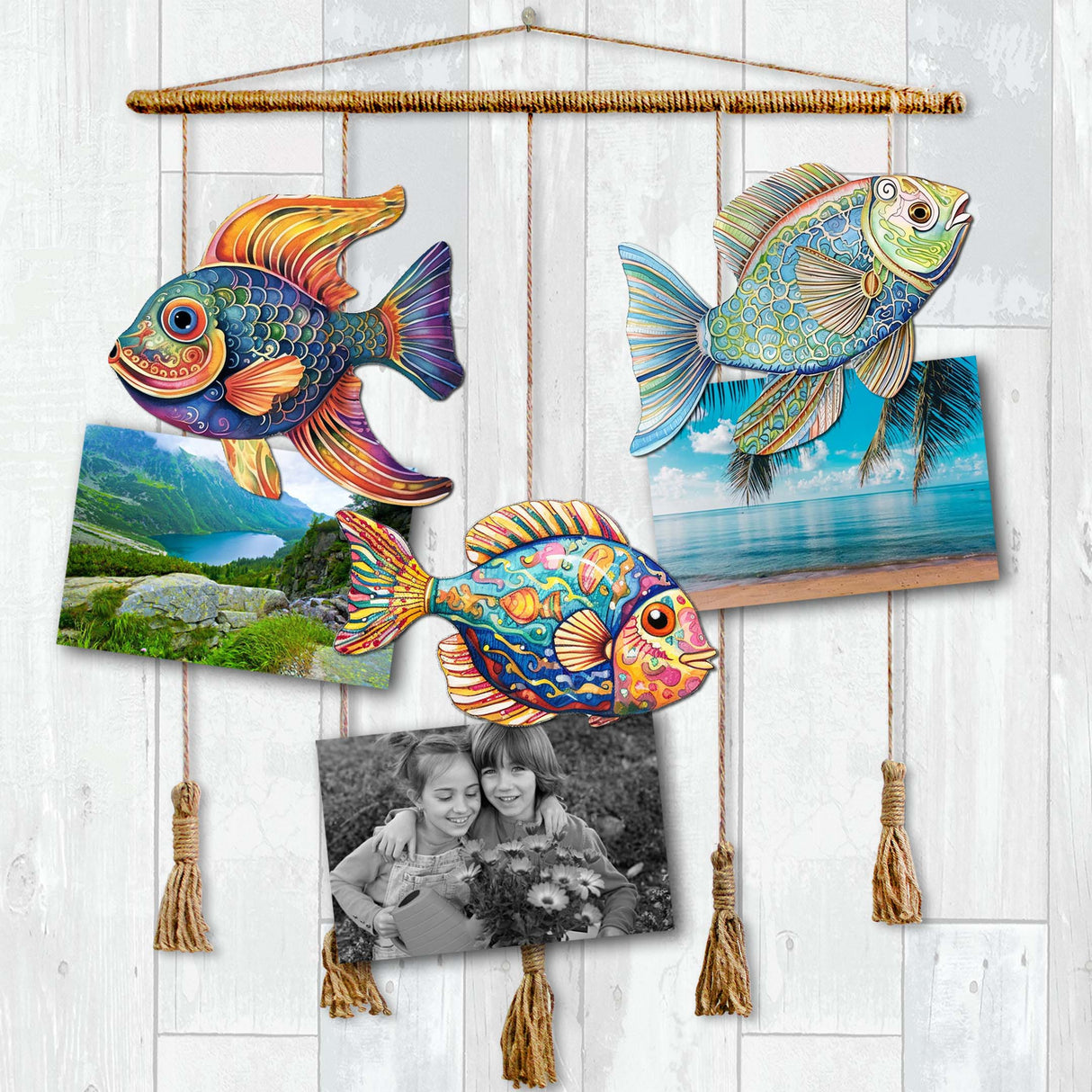 Coastal Fish Decorative Wooden Clip-on Ornaments Set of 3 by G. Debrekht - Coastal Decor - 8091034C-S3