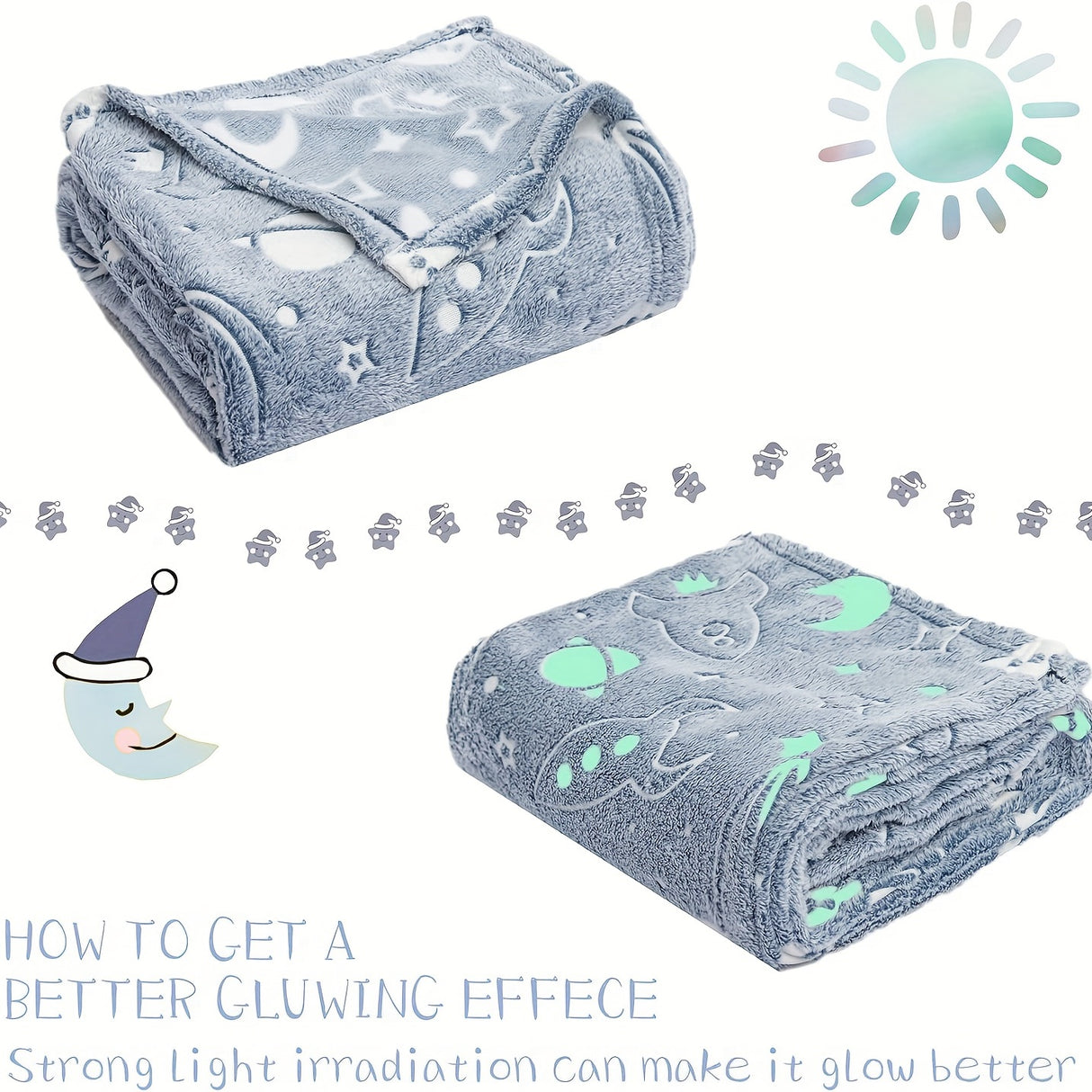 1 manta espacial vibrante que brilla en la oscuridad - Franela suave para ropa de cama infantil - Acogedora decoración para sofá cama y sala de estar con diseño de cielo estrellado - Regalo de cumpleaños perfecto para niños y niñas