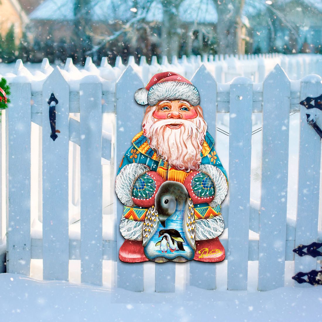 Penguin Santa Christmas Door Decor by G. DeBrekht - Christmas Santa Snowman Decor - 8118051H