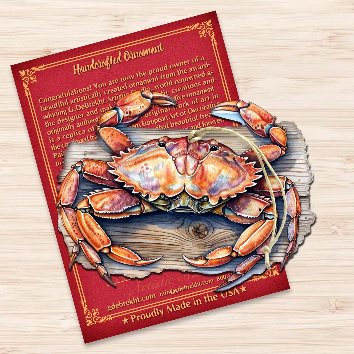 Adornos de madera de cangrejo de Alaska de G.Debrekht - Decoración navideña con temática de vida silvestre - 8710121-1
