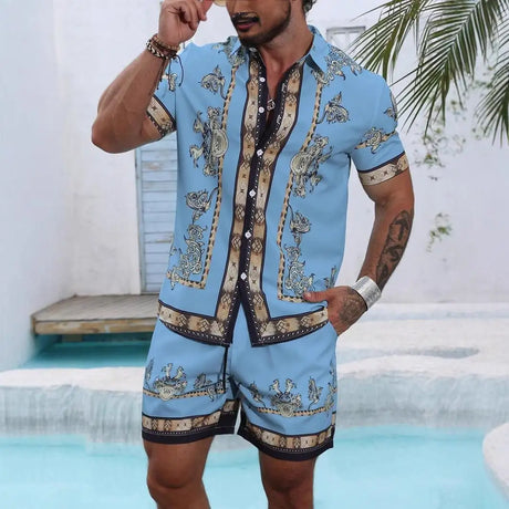 3D Digital Printing Men's Casual Loose Shirt Shorts - Lootquake