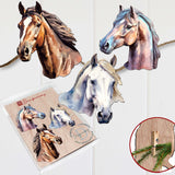 Juego de 3 adornos decorativos de madera con forma de caballo, de G. Debrekht - Decoración navideña - 8091039C-S3
